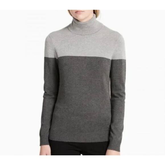 Calvin Klein Gray Colorblock Women's Sweater Size Small Turtleneck NWOT - Picture 1 of 10